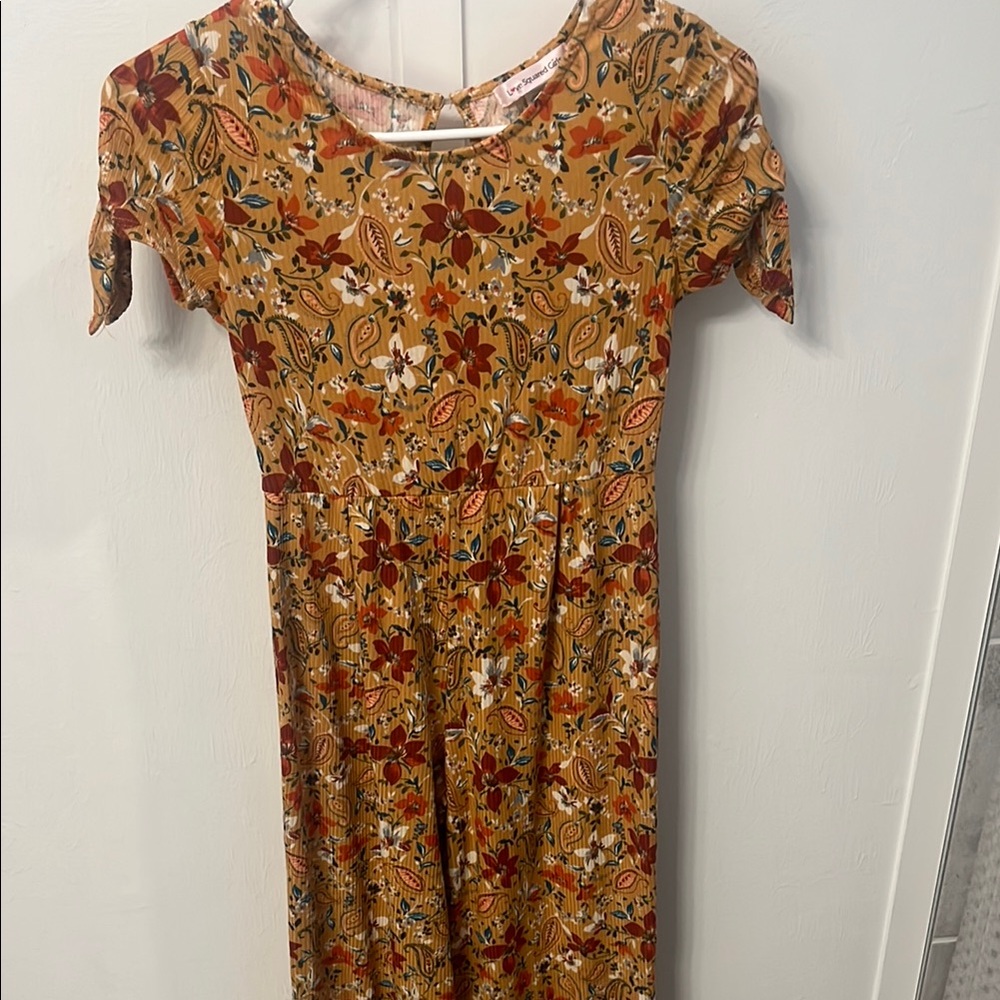 Orange and gold floral Girls Romper with jacket